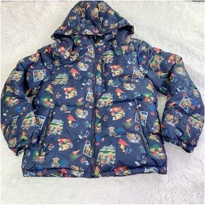 Polo Ralph Lauren big boy's bear puffer jacket detachable hood full zip
